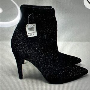 Brach Elegant Black Glitter Ankle Boots
